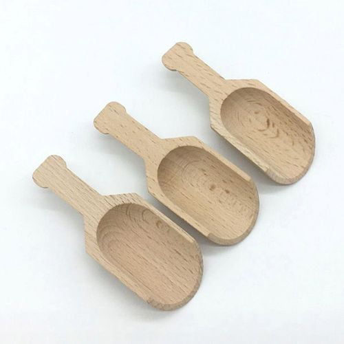 3Pcs Small Mini Wooden Scoop Spoon for Sugar Salt Herbs Flour Bath Salt Milk
